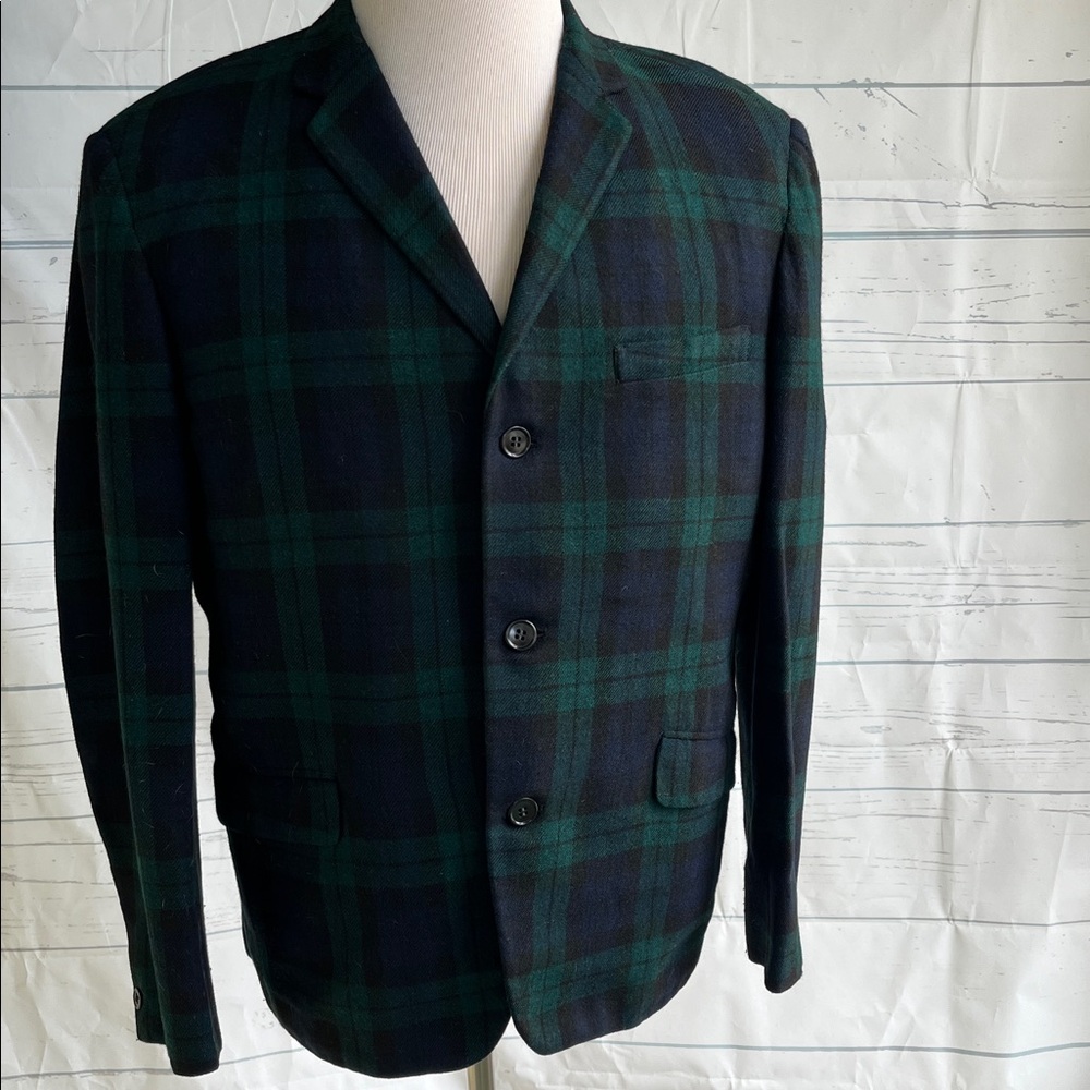 Alexandre Black watch wool plaid tartan blazer jacket 42